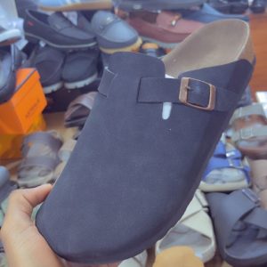 Boston-Style Suede Clog Sandals – Olive Green