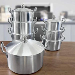 7pcs aluminum cooking and serving pots